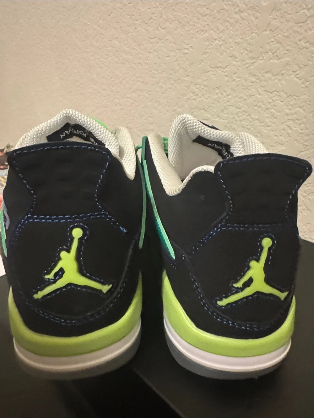 Men's Black and Green Athletic Sneakers with Neon Accents